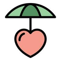 Liebe unter Regenschirm Symbol Vektor eben