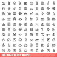 100 Cafeteria Symbole Satz, Gliederung Stil vektor