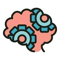 Ausrüstung Gehirn Symbol Vektor eben