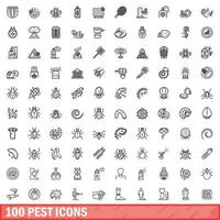 100 Pest Symbole Satz, Gliederung Stil vektor