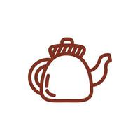 Kaffee in Teekanne trinken Linienstil-Symbol vektor