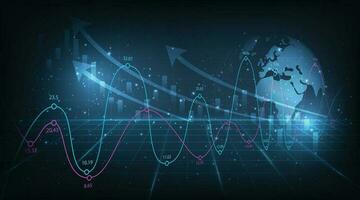 stock marknadsföra eller forex handel Graf på mörk blå bakgrund. vektor