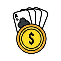 Münzgeld-Dollar mit Casino-Pokerkarten vektor