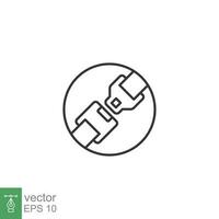 Sitz Gürtel, Abzeichen Linie Symbol. einfach Gliederung Stil. Auto, befestigen, Flug, Warnung Konzept. Vektor Illustration isoliert auf Weiß Hintergrund. eps 10