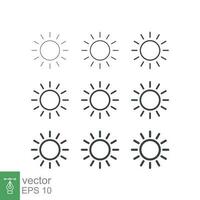 Sonne Linie Symbol. einfach Gliederung Stil. scheinen, warm, Netz, Piktogramm, Sonnenlicht, Hitze, Symbol, Wetter Konzept. Vektor Illustration isoliert auf Weiß Hintergrund. eps 10