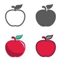apple frukt designade ikoner set. vektor illustration.