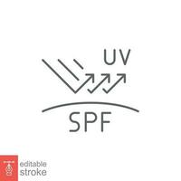 uv schützen Symbol. einfach Gliederung Stil. Schutz, spf, Strahlen Block, ultraviolett, Stoff, Sonne Strahlung Konzept. dünn Linie Vektor Illustration isoliert auf Weiß Hintergrund. editierbar Schlaganfall eps 10