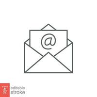 Email Symbol. einfach Gliederung Stil. Post, Newsletter, dünn Linie, Brief, Symbol, Piktogramm, Adresse, öffnen Botschaft senden Konzept. Vektor Illustration isoliert auf Weiß Hintergrund. editierbar Schlaganfall eps 10