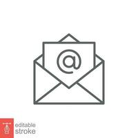 Email Symbol. einfach Gliederung Stil. Post, Newsletter, dünn Linie, Brief, Symbol, Piktogramm, Adresse, öffnen Botschaft senden Konzept. Vektor Illustration isoliert auf Weiß Hintergrund. editierbar Schlaganfall eps 10