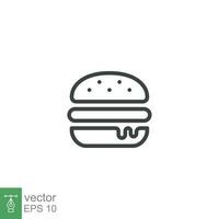 Hamburger Symbol. einfach Gliederung Stil. Cheeseburger, schnell Essen Konzept. Vektor Illustration isoliert auf Weiß Hintergrund. eps 10.