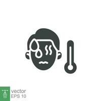 apkoppor virus symptom ikon. feber, termometer. enkel fast stil symbol. glyf vektor illustration isolerat på vit bakgrund. eps 10.