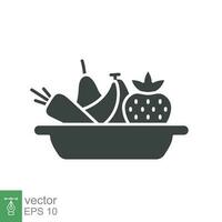 Teller Obst Symbol. einfach solide Stil. Gemüse Schüssel Zeichen, gesund Lebensmittel Diät Konzept. Vektor Illustration Design isoliert. eps 10.
