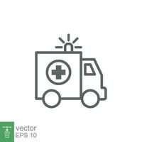 Krankenwagen Symbol, Gliederung Notfall Auto, Medizin Lieferwagen, Pflege Medizin Unterstützung, dünn Linie Netz Symbol auf Weiß Hintergrund. Vektor Illustration eps 10.