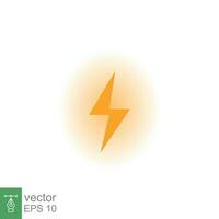 blixt- bult åska ikon. kraft energi batteri begrepp. lysande gul på svart bakgrund. vektor illustration isolerat. eps 10.