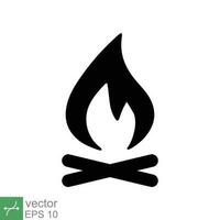 Lagerfeuer Symbol. einfach solide Stil. Feuer, Lagerfeuer, Lager, Bon, Flamme, Natur Konzept. Glyphe Vektor Illustration isoliert auf Weiß Hintergrund. eps 10.