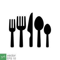 bestick ikon. enkel fast stil. sked, kniv, och gaffel silhuett. kök, restaurang, mat begrepp design. glyf vektor illustration isolerat på vit bakgrund. eps 10.