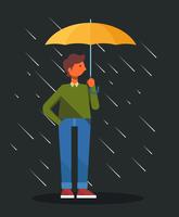 Junge, der Regenschirm-Illustration hält vektor