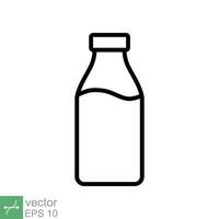 mjölk flaska ikon. enkel översikt stil. linjär stil piktogram, kalcium, ko, mejeri, mat och dryck begrepp. linje vektor illustration isolerat på vit bakgrund. eps 10.