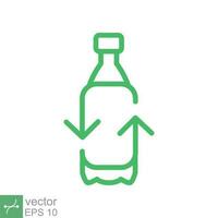 återvinna plast flaska ikon. enkel översikt stil. grön, cirkel pil, hälsa natur, organisk, miljö begrepp. linje vektor illustration isolerat på vit bakgrund. eps 10.