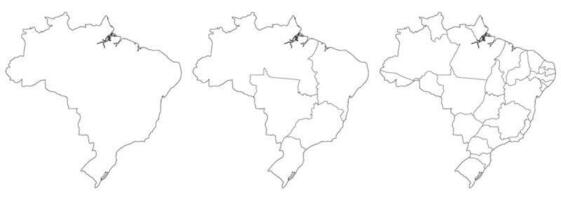 Brasilien Satz. Brasilien Karte mit administrative Regionen Weiß Farbe. Latein Karte. Brasilianer Karte Satz. vektor