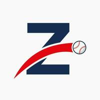 Baseball Logo auf Brief z mit ziehen um Baseball Symbol. Baseball Logo Vorlage vektor