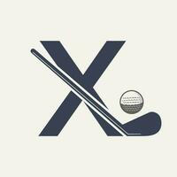 brev x hockey turnering logotyp. is hockey bricka logotyp mall vektor