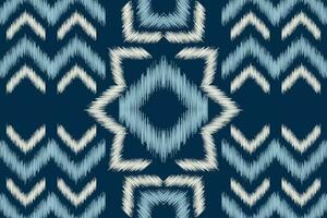 ethnisch Ikat Stoff Muster geometrisch Stil.afrikanisch Ikat Stickerei ethnisch orientalisch Muster Blau Hintergrund. abstrakt, Vektor, Illustration. Textur, Kleidung, Rahmen, Dekoration, Teppich, Motiv. vektor