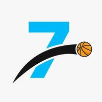 Basketball Logo auf Brief 7 mit ziehen um Basketball Symbol. Korb Ball Logo Symbol vektor