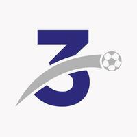 Fußball Logo auf Brief 3 mit ziehen um Fußball Symbol. Fußball Logo Vorlage vektor