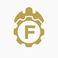 Konstruktion Logo Brief f Konzept mit Ausrüstung Symbol. Ingenieurwesen Architekt Reparatur Logo vektor