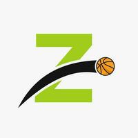 Basketball Logo auf Brief z mit ziehen um Basketball Symbol. Korb Ball Logo Symbol vektor