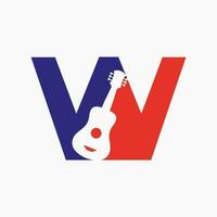 Brief d Gitarre Logo. Gitarrist Logo Konzept mit Gitarre Symbol. Festival und Musik- Symbol vektor