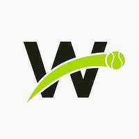 Tennis Logo auf Brief w mit ziehen um Tennis Ball Symbol. Tennis Logo Vorlage vektor