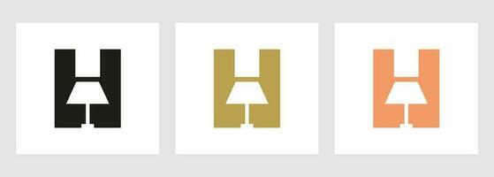 lampa logotyp på brev h. lampa symbol vektor mall