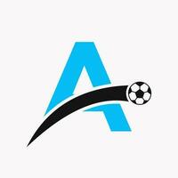 Fußball Logo auf Brief ein mit ziehen um Fußball Symbol. Fußball Logo Vorlage vektor
