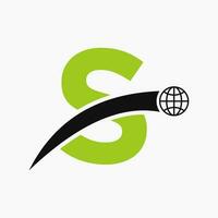 Brief s Logo Konzept mit global Welt Symbol Vektor Vorlage