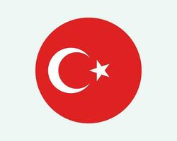 Kalkon runda Land flagga. turkiska cirkel nationell flagga. republik av Kalkon cirkulär form knapp baner. eps vektor illustration.