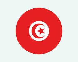 tunisien runda Land flagga. tunisisk cirkel nationell flagga. republik av tunisien cirkulär form knapp baner. eps vektor illustration.