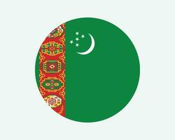 turkmenistan runda Land flagga. turkmenistani cirkel nationell flagga. turkmen turkmenska cirkulär form knapp baner. eps vektor illustration.