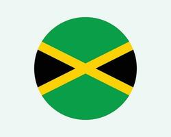 jamaica runda Land flagga. jamaican cirkel nationell flagga. jamaica cirkulär form knapp baner. eps vektor illustration.