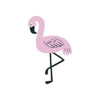 flamingo hand dragen i platt stil. vektor illustration