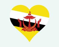 brunei hjärta flagga. bruneiska kärlek form Land nation nationell flagga. brunei darussalam baner ikon tecken symbol. eps vektor illustration.