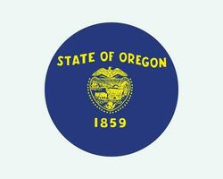 Oregon USA runden Zustand Flagge. oder, uns Kreis Flagge. Zustand von Oregon, vereinigt Zustände von Amerika kreisförmig gestalten Taste Banner. eps Vektor Illustration.