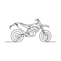 einer kontinuierlich Linie Zeichnung von Motorrad wie Land Fahrzeug mit Weiß Hintergrund. Land Transport Design im einfach linear Stil. nicht Färbung Fahrzeug Design Konzept Vektor Illustration