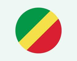 Kongo Brazzaville runden Land Flagge. kreisförmig kongolesisch National Flagge. Republik von das Kongo Kreis gestalten Taste Banner. eps Vektor Illustration.