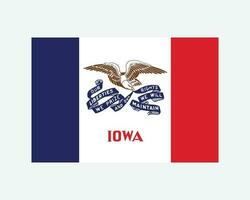 Iowa USA Zustand Flagge. Flagge von ja, USA isoliert auf Weiß Hintergrund. vereinigt Zustände, Amerika, amerikanisch, vereinigt Zustände von Amerika, uns Zustand. Vektor Illustration.