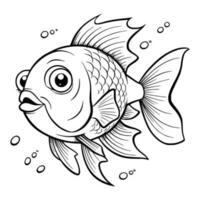 söt fisk färg sida teckning för barn vektor