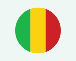 Mali runden Land Flagge. Malian Kreis National Flagge. Republik von Mali kreisförmig gestalten Taste Banner. eps Vektor Illustration.