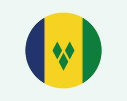 Heilige Vincent und das Grenadinen runden Land Flagge. st. vinzentianisch Kreis National Flagge. Vincy kreisförmig gestalten Taste Banner. eps Vektor Illustration.