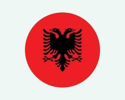 Albanien runden Land Flagge. kreisförmig albanisch National Flagge. Republik von Albanien Kreis gestalten Taste Banner. eps Vektor Illustration.